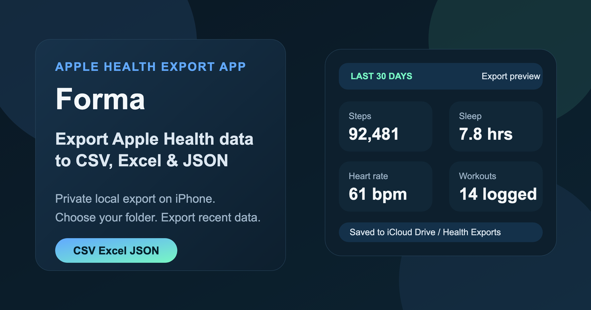 Forma app for exporting Apple Health data on iPhone