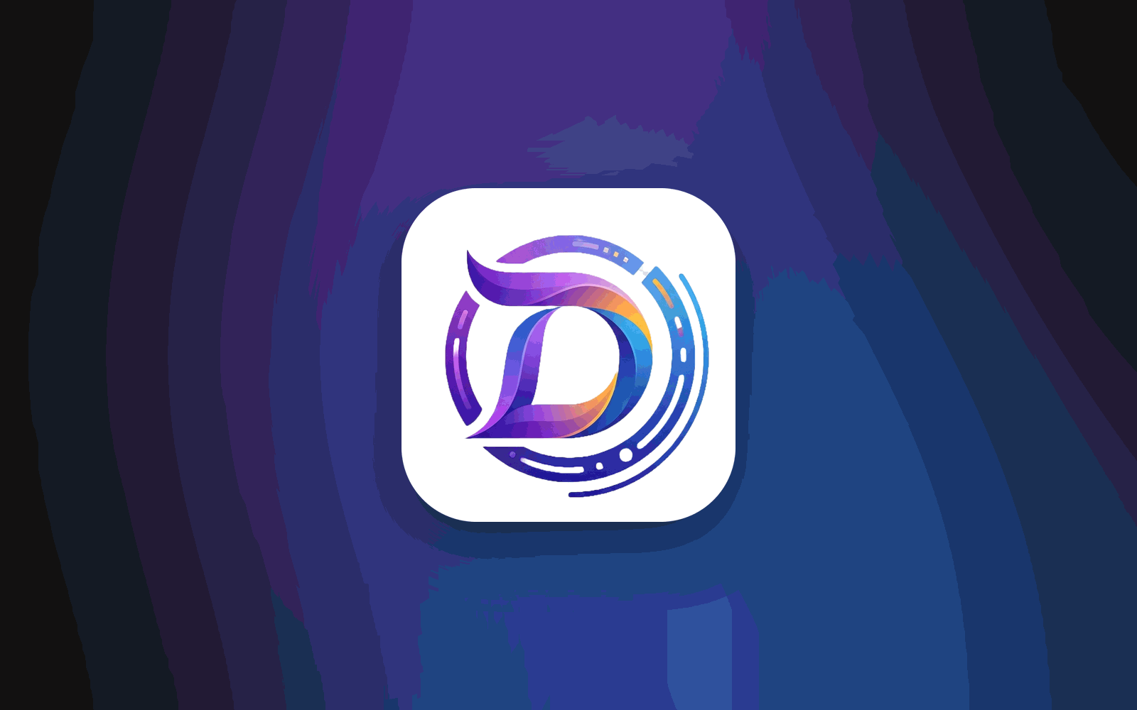 Davvy app icon, a stylised letter D inside a segmented purple and blue ring