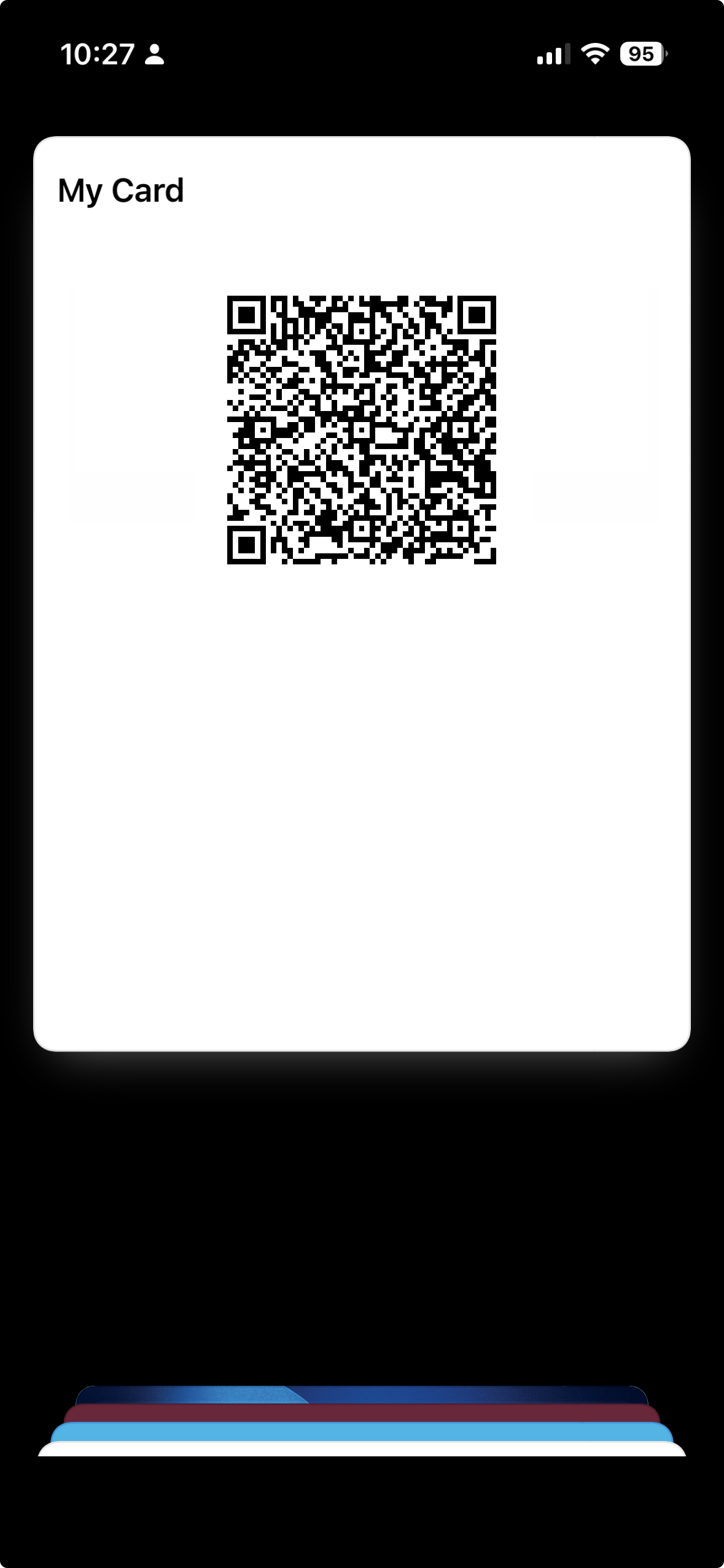 A QR-code pass created by Img2Wallet and displayed in Apple Wallet