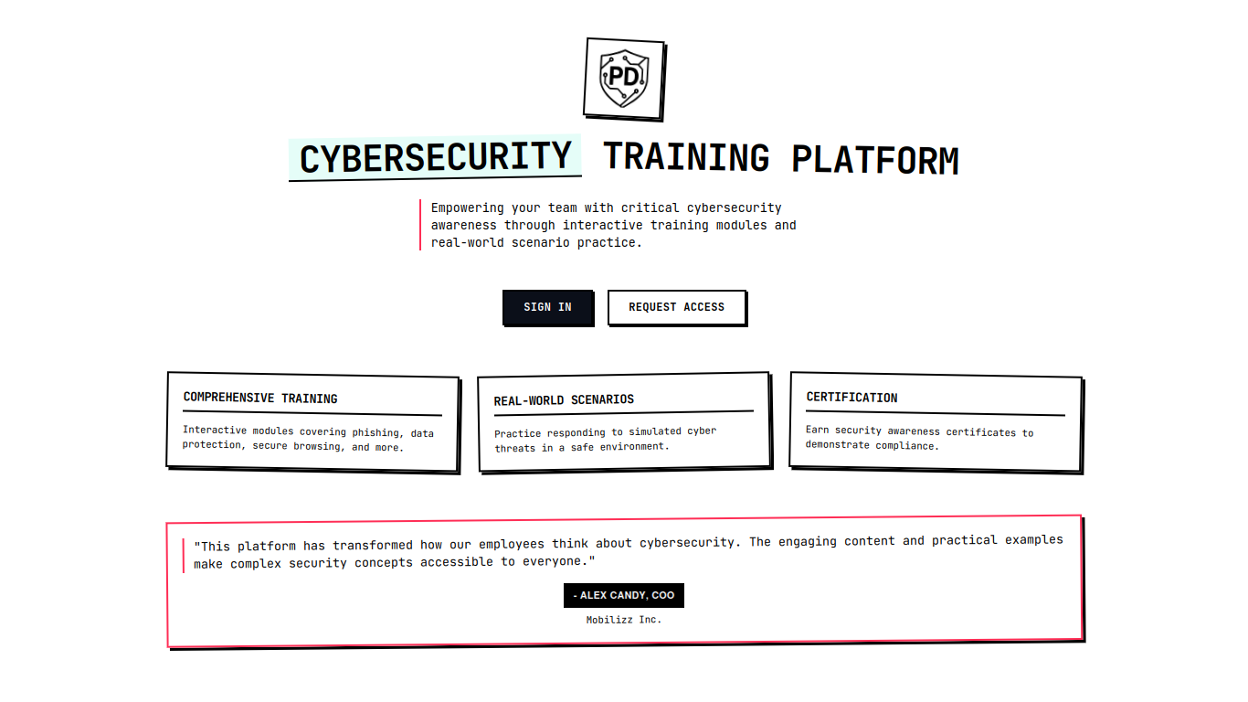 CyberSecurity Awareness Training project image from the live Polyphasic Developers site.